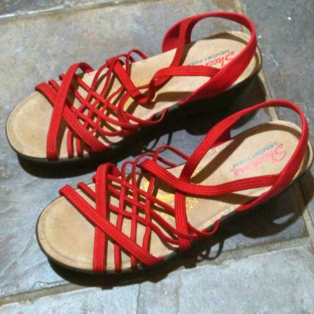 Skechers red sandals